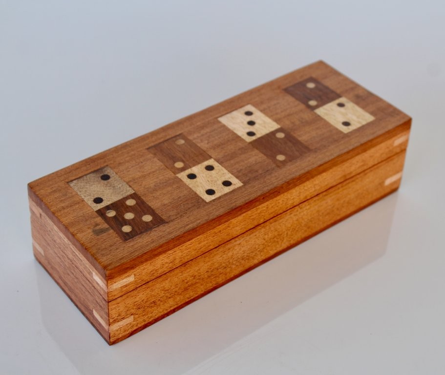 Wooden Box With Dominoes